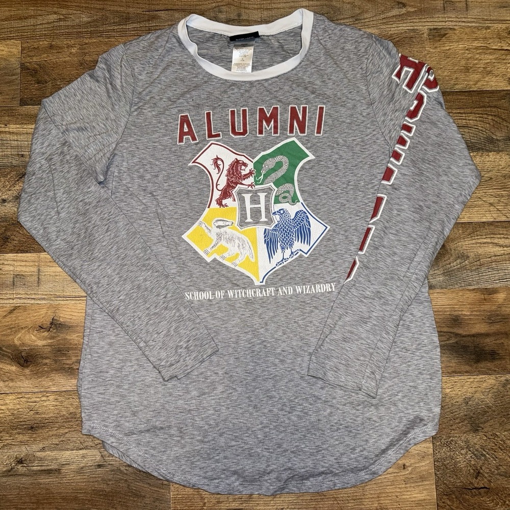Hogwarts‎ Alumni Harry Potter Long Sleeve T-Shirt Grey Size L